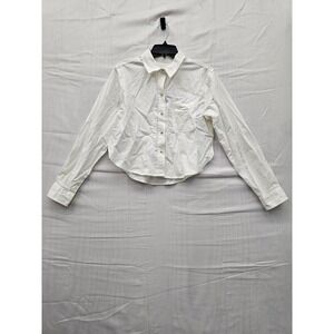 Universal Thread Womens White Cotton Linen Blend Button Down Shirt S F00298475